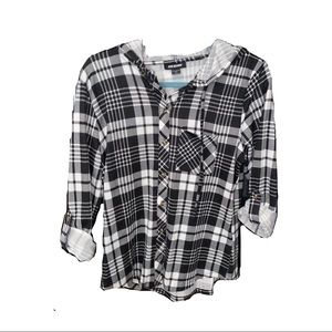 Black Flannel Hoodie